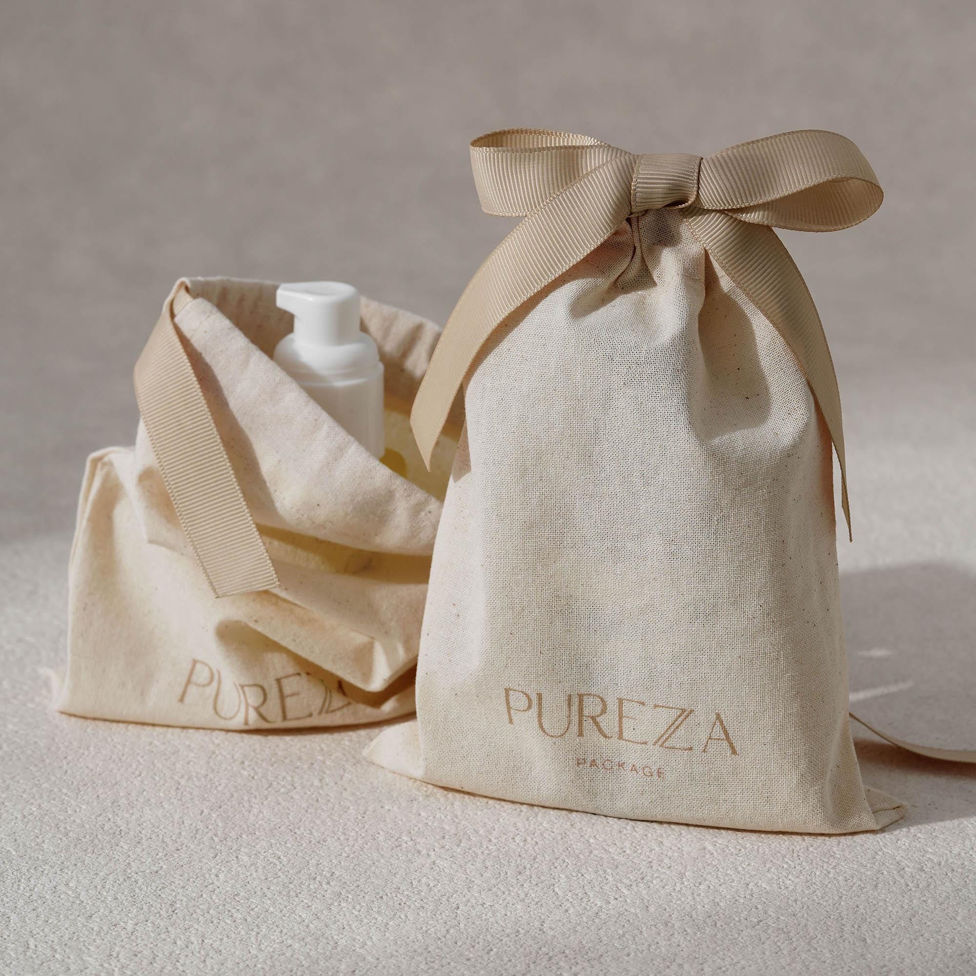Luxury Skincare Packaging - Customizable Natural Cotton Drawstring Pouch Eco-Friendly